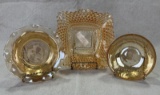 Three Iridescent Carnival Glass Dishes