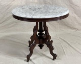Oval Victorian Marble-Top Table