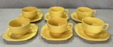 Yellow Fiestaware Teacup and Saucer Grouping