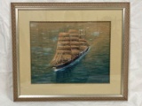 Clipper Ship at Sea, Watercolor