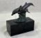 Pair of Cast Bronze Dolphins in Waves on Marble Base