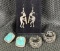 Three Pairs of Southwest Sterling Silver Earrings