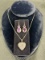 Sterling Silver Amethyst Stone Locket and Earrings