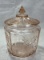Pink Depression Glass Biscuit Jar with Lid, Mayflower Pattern