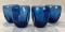 Set of 4 Russel Wright Imperial Blue Pinched Glass Tumblers