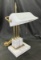 Brass and Marble Bankerâ€™s Lamp