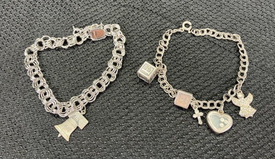 Two Sterling Silver Charm Bracelets