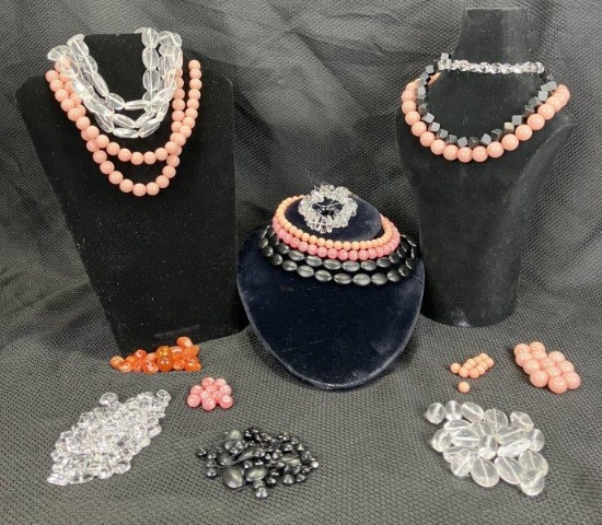 Natural Stone Bead Assortment Featuring Pink Rhodonite and More