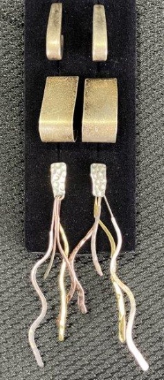Modernist Mixed Metal Earring Grouping Including Sterling Silver