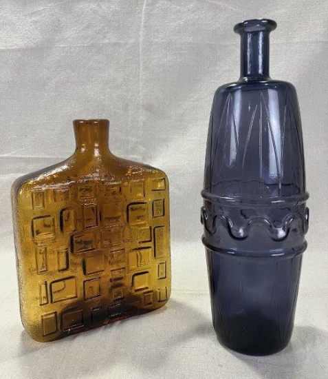 Two Mid-Century Modern Glass Bottles