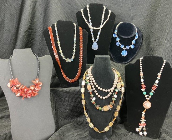Jewelry Assortment Featuring Freshwater Pearl, Abalone, and Carnelian