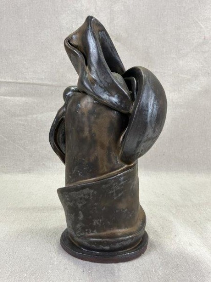 Theo Abstract Ceramic Sculpture, Metallic Bronze Glaze, 20th Century