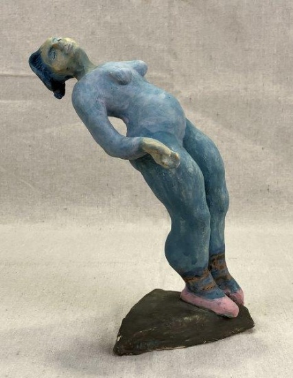 Theo Blue Dancer Ceramic Sculpture by Theo Designs, 20th Century