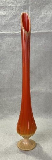 L.E. Smith Bittersweet Swung Art Glass Vase, Mid-Century