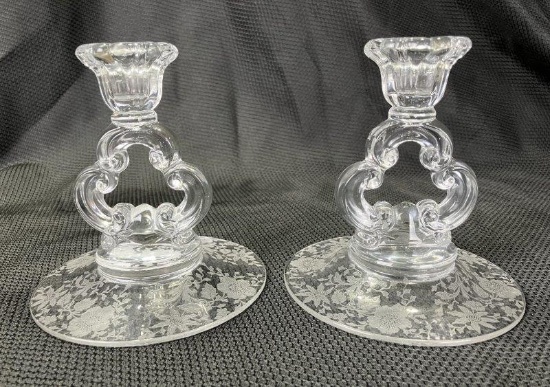 Cambridge Etched Wildflower Candlesticks