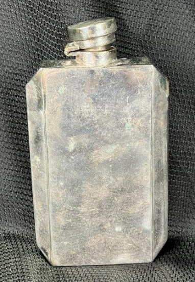 Electroplated Nickel Silver Flask with Monogram
