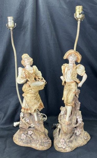 Pair of Figural Porcelain Lamps