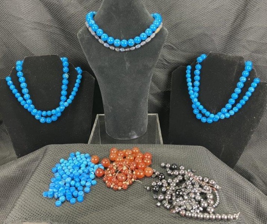 Natural Stone Bead Assortment Featuring Hematite, Turquoise, and More