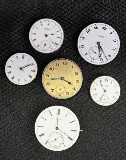 Collection of Antique Watch Faces with Movements - Elgin, Westfield & Others