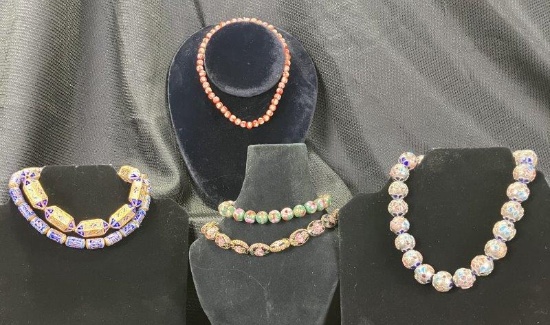 Collection of Floral-Themed Cloisonné Enamel Beads