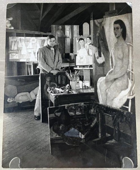 Vintage Photograph of Artist in Studio