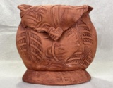 Theo Sable Textures of the Heart Ceramic Sculpture, Handbuilt Pottery