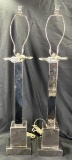 Pair of Art Deco Style Aluminum Lamps