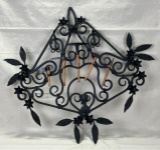 Folk Art Wrought Iron Decorative Wall Rack