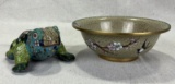 Cloisonné Frog and Bowl