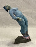 Theo Blue Dancer Ceramic Sculpture by Theo Designs, 20th Century