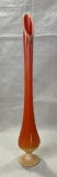 L.E. Smith Bittersweet Swung Art Glass Vase, Mid-Century