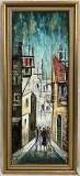 Mid-Century Modern Cityscape, Oil on Board