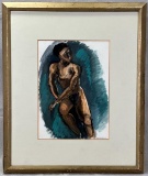 Henche,  African American Nude, Watercolor on Paper