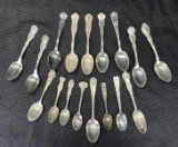 Collection of 17 Silver Plate Souvenir Spoons