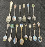 Group of 14 Silver Plate Souvenir Spoons