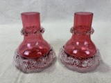Pair of Cranberry Glass Vases