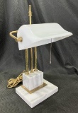 Brass and Marble Bankerâ€™s Lamp