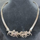 Sterling Silver Galloping Horse Necklace
