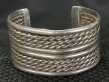 Taxco Sterling Silver Braided Design Bangle Bracelet