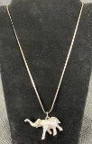 Sterling Silver Standing Elephant Pendant and Necklace