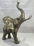 Large Brass Elephant with Incised Detailing