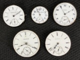 Collection of Antique Watch Faces with Movements - Elgin, Illinois & Others
