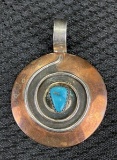 Native American Turquoise Adorned Mixed Metal Pendant