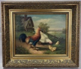 Chickens On The Farm, Oil on Canvas