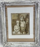 Portrait of Two Boys, Watercolor on Paper
