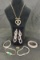 Vintage Emerald-Tone Stone and Rhinestone Jewelry Collection