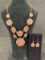 Coppertone Linear Diagonal Pattern Statement Necklace and Earrings