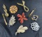 Vintage Brooch Pin Assortment Featuring Trifari and Onyx