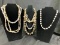 Costume Jewelry Necklace Assortment Featuring Gold Tone and Faux Pearl Elements