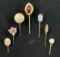 Antique and Vintage Pin Collection Featuring Enamel Work and Natural Stone